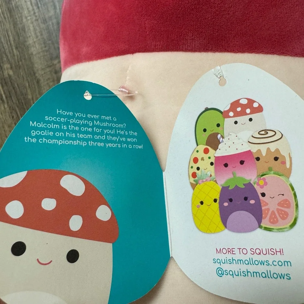 Kellytoy Squishmallows Malcolm Mushroom Plush‎ Toy 16 inch NWT